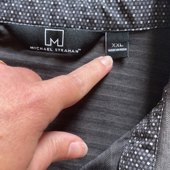 MICHAEL STRAHAN MODERN FIT INTERLOCK POLO - black stripe - Picture 2 of 3